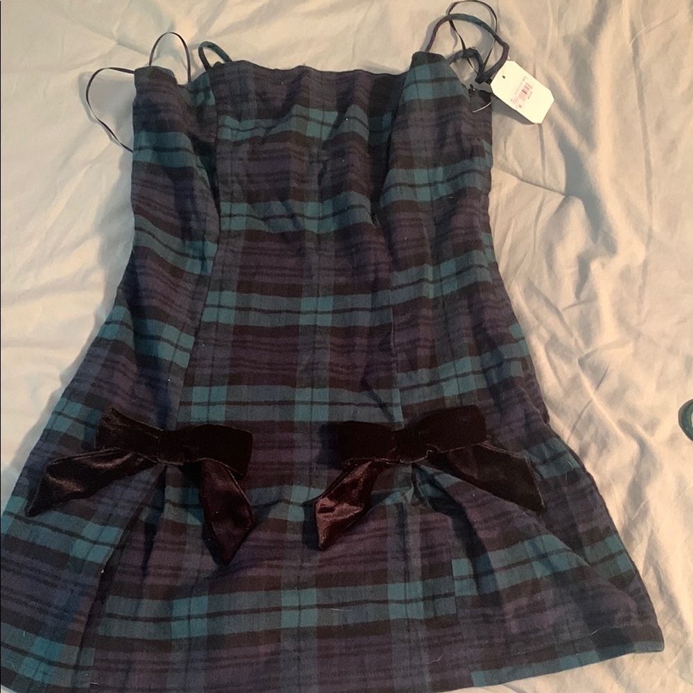 Altar'd State Green and Blue Pleated Sundress